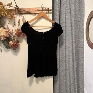 Free People Black Sweater Top Size Large